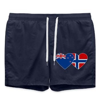 Neuseeland Norwegen Flagge Herz - Badeshorts - French Navy - Vorne - AI Model Male 185 light (185cm)