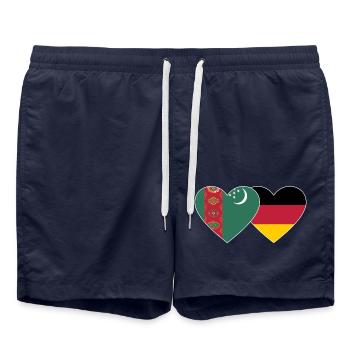 Turkménistan Allemagne Drapeau Coeur - Short de bain - bleu marine - Devant - AI Model Male 185 light (185cm)