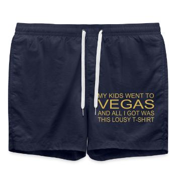 Souvenir Shirt - "My Kids Were in Vegas" - Swim Trunks - french navy - Front - AI Model Male 185 light (185cm)