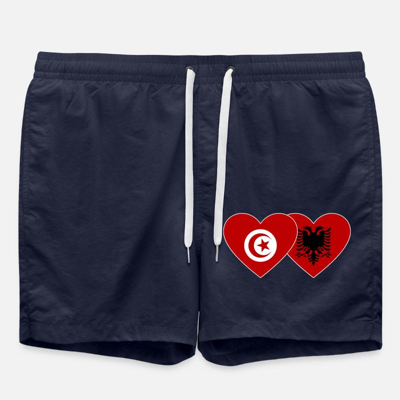 Tunisie Albanie Drapeau Coeur - Short de bain - bleu marine
