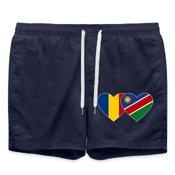 Roumanie Namibie Flag Heart - Short de bain - bleu marine - Devant - AI Model Male 185 light (185cm)
