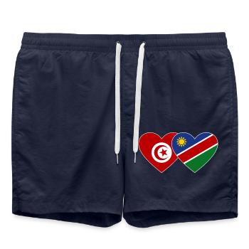 Tunisie Namibie Flag Coeur - Short de bain - bleu marine - Devant - AI Model Male 185 light (185cm)