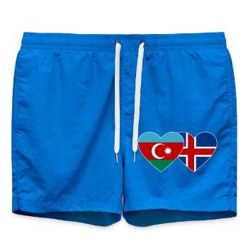 Azerbaijan Iceland Flag Heart - Swim Trunks - cobalt blue - Front