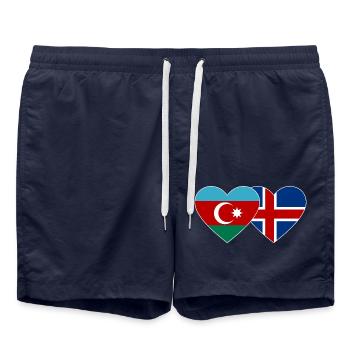 Azerbaijan Iceland Flag Heart - Swim Trunks - french navy - Front - AI Model Male 185 light (185cm)