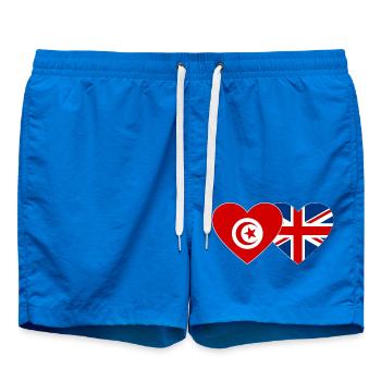 Tunisia Great Britain Flag Heart - Swim Trunks - cobalt blue - Front