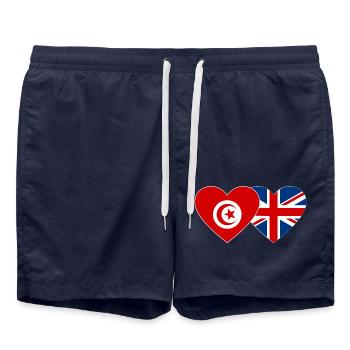 Tunisie Grande-Bretagne Drapeau Coeur - Short de bain - bleu marine - Devant - AI Model Male 185 light (185cm)