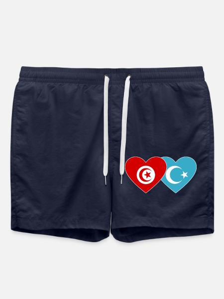 Tunisia Uyghurs Flag Heart - Swim Trunks - french navy