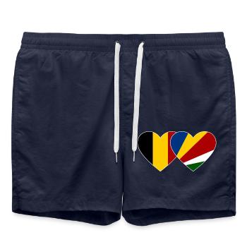 Belgien Seychellen Flagge Herz - Badeshorts - French Navy - Vorne - AI Model Male 185 light (185cm)