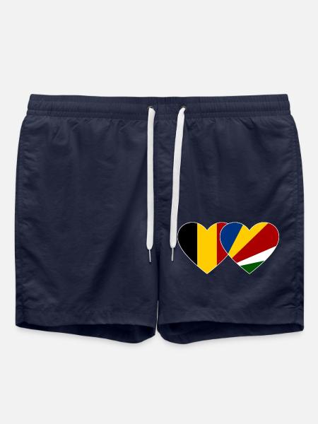 Belgium Seychelles flag heart - Swim Trunks - french navy