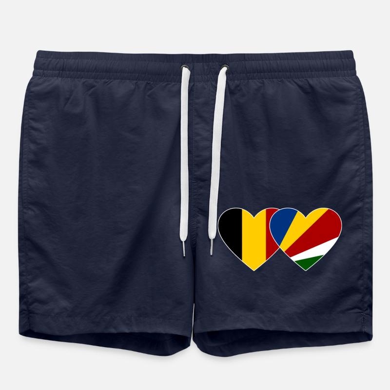 Belgium Seychelles flag heart - Swim Trunks - french navy