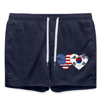 Cœur de drapeau de la Corée du Sud utilisé - Short de bain - bleu marine - Devant - AI Model Male 185 light (185cm)