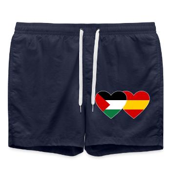 Palestine Espagne Drapeau Coeur - Short de bain - bleu marine - Devant - AI Model Male 185 light (185cm)