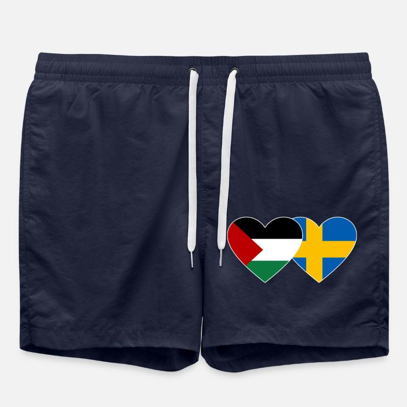 Palestine Sweden Flag Heart - Swim Trunks - french navy
