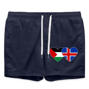 Palestine Islande drapeau coeur - Short de bain - bleu marine - Devant - AI Model Male 185 light (185cm)
