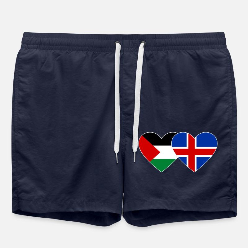 Palestine Iceland Flag Heart - Swim Trunks - french navy