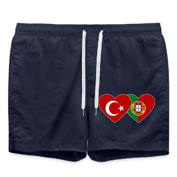 Turquie Portugal Drapeau Coeur - Short de bain - bleu marine - Devant - AI Model Male 185 light (185cm)