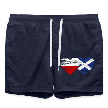 Pologne Ecosse drapeau coeur utilisé - Short de bain - bleu marine - Devant - AI Model Male 185 light (185cm)