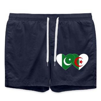 Pakistan Algérie Drapeau Coeur - Short de bain - bleu marine - Devant - AI Model Male 185 light (185cm)
