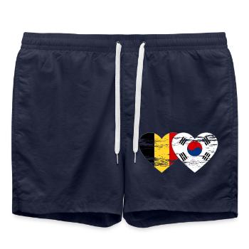 Belgique Corée du Sud Drapeau Coeur Utilisé - Short de bain - bleu marine - Devant - AI Model Male 185 light (185cm)