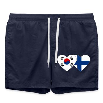 Corée du Sud Finlande Drapeau Coeur - Short de bain - bleu marine - Devant - AI Model Male 185 light (185cm)