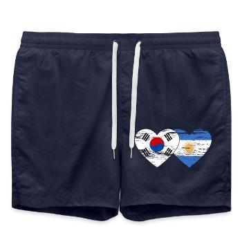 Corée du Sud Argentine Drapeau Coeur Utilisé - Short de bain - bleu marine - Devant - AI Model Male 185 light (185cm)