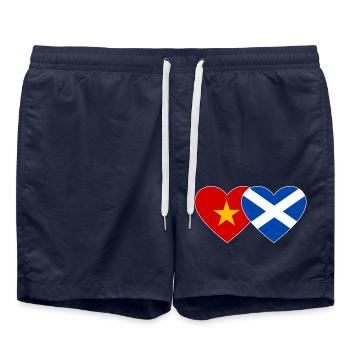 Coeur de drapeau d’Ecosse du Vietnam - Short de bain - bleu marine - Devant - AI Model Male 185 light (185cm)