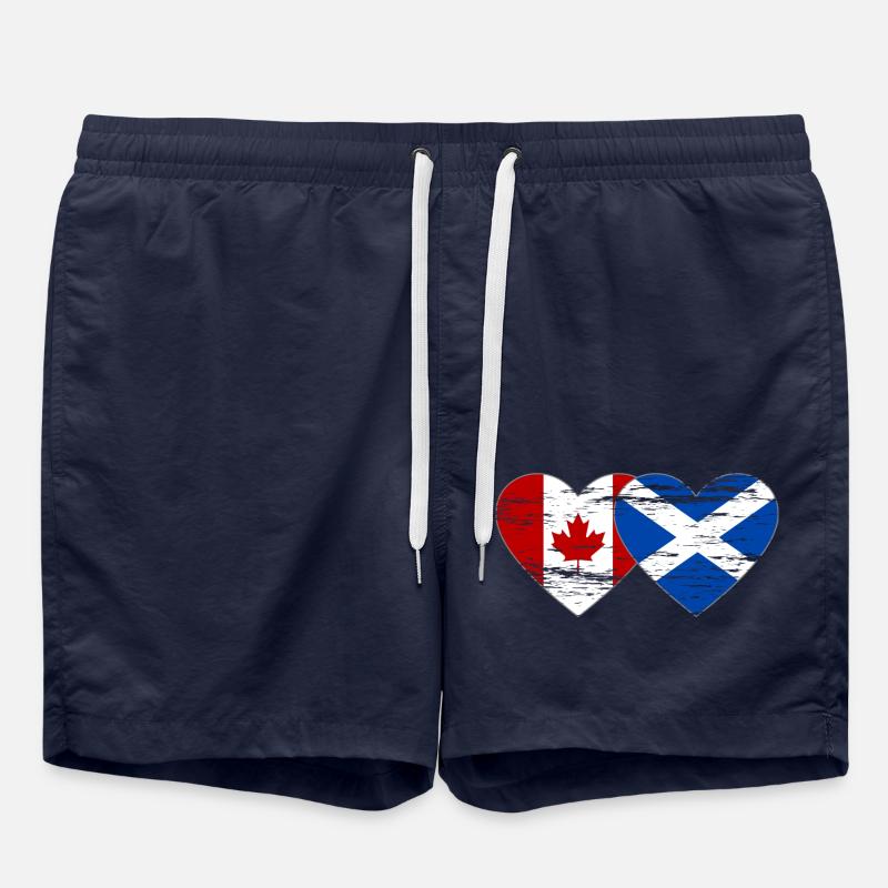 Canada Scotland Flag Heart Used - Swim Trunks - french navy
