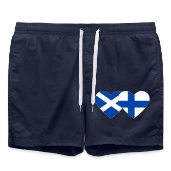 Scotland Finland Flag Heart - Swim Trunks - french navy - Front - AI Model Male 185 light (185cm)