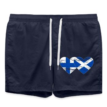 Finlande Ecosse drapeau coeur utilisé - Short de bain - bleu marine - Devant - AI Model Male 185 light (185cm)