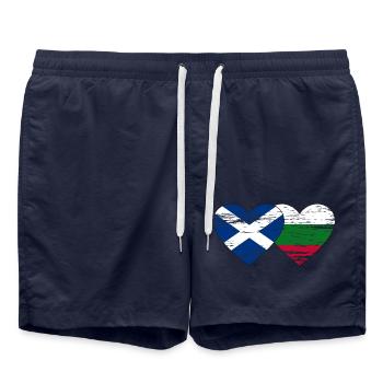 Ecosse Bulgarie drapeau coeur utilisé - Short de bain - bleu marine - Devant - AI Model Male 185 light (185cm)
