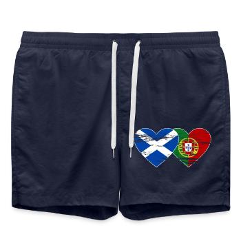 Ecosse Portugal Drapeau Coeur Utilisé - Short de bain - bleu marine - Devant - AI Model Male 185 light (185cm)
