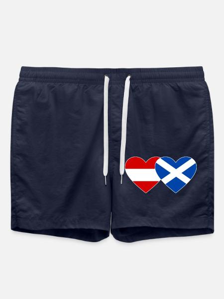 Austria Scotland Flag Heart - Swim Trunks - french navy
