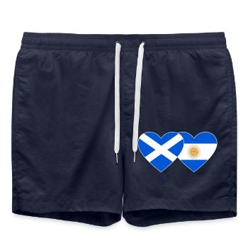 Scotland Argentina Flag Heart - Swim Trunks - french navy - Front - AI Model Male 185 light (185cm)