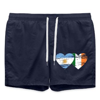 Argentinien Irland Flagge used - Badeshorts - French Navy - Vorne - AI Model Male 185 light (185cm)