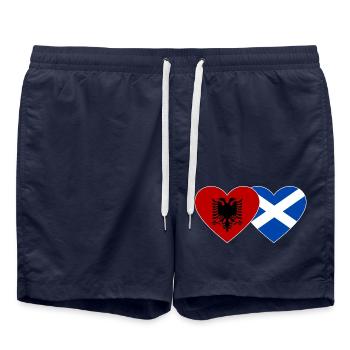 Albanie Ecosse Drapeau Coeur - Short de bain - bleu marine - Devant - AI Model Male 185 light (185cm)
