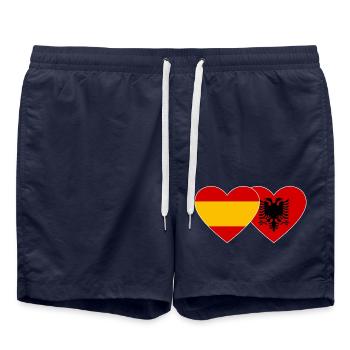 Espagne Albanie Drapeau Coeur - Short de bain - bleu marine - Devant - AI Model Male 185 light (185cm)