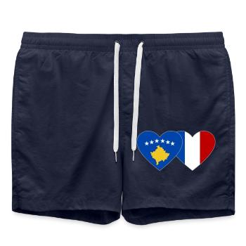 Kosovo France Drapeau Coeur - Short de bain - bleu marine - Devant - AI Model Male 185 light (185cm)