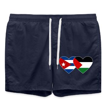 Cuba Palestine drapeau coeur - Short de bain - bleu marine - Devant - AI Model Male 185 light (185cm)