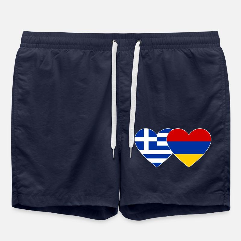 Grèce Arménie Drapeau Coeur - Short de bain - bleu marine