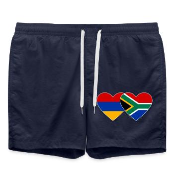 Arménie Afrique du Sud Drapeau Coeur - Short de bain - bleu marine - Devant - AI Model Male 185 light (185cm)