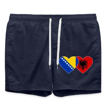 Bosnien Albanien Flagge Herz - Badeshorts - French Navy - Vorne - AI Model Male 185 light (185cm)