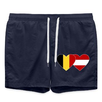 Belgium Austria Flag Heart - Swim Trunks - french navy - Front - AI Model Male 185 light (185cm)
