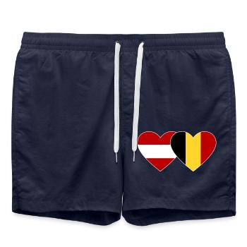 Autriche Belgique Drapeau Coeur - Short de bain - bleu marine - Devant - AI Model Male 185 light (185cm)