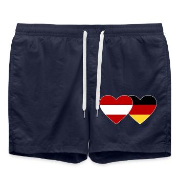 Austria Germany Flag Heart - Swim Trunks - french navy - Front - AI Model Male 185 light (185cm)