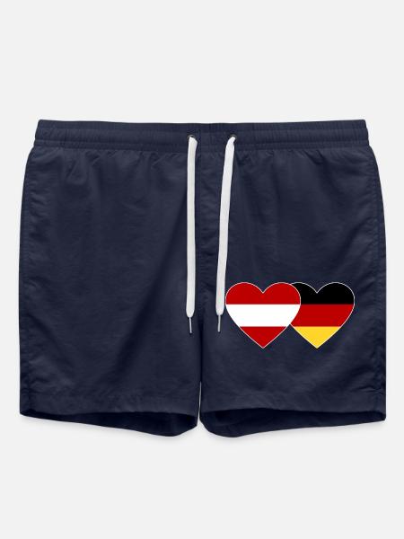 Österreich Deutschland Flagge Herz - Badeshorts - French Navy
