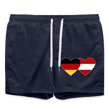 Germany Austria Flag Heart - Swim Trunks - french navy - Front - AI Model Male 185 light (185cm)