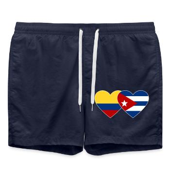 Colombie Cuba Drapeau Coeur - Short de bain - bleu marine - Devant - AI Model Male 185 light (185cm)