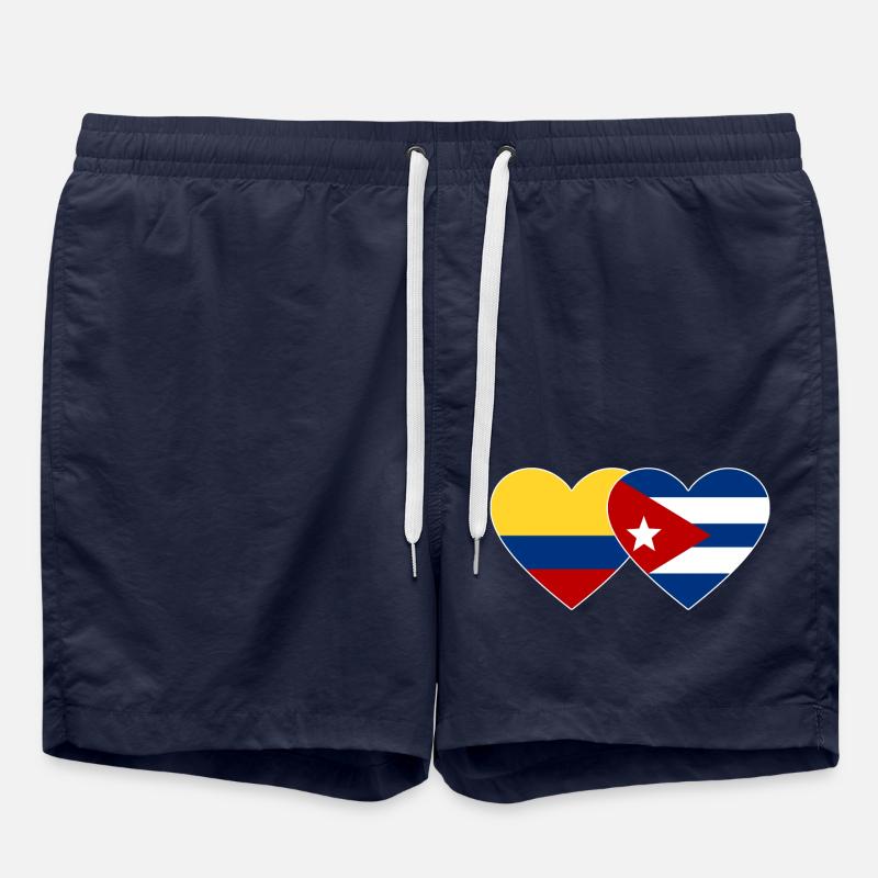 Colombia Cuba Flag Heart - Swim Trunks - french navy