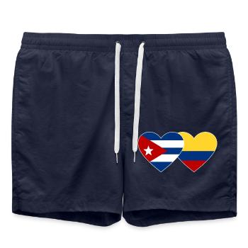 Cuba Colombie Drapeau Coeur - Short de bain - bleu marine - Devant - AI Model Male 185 light (185cm)