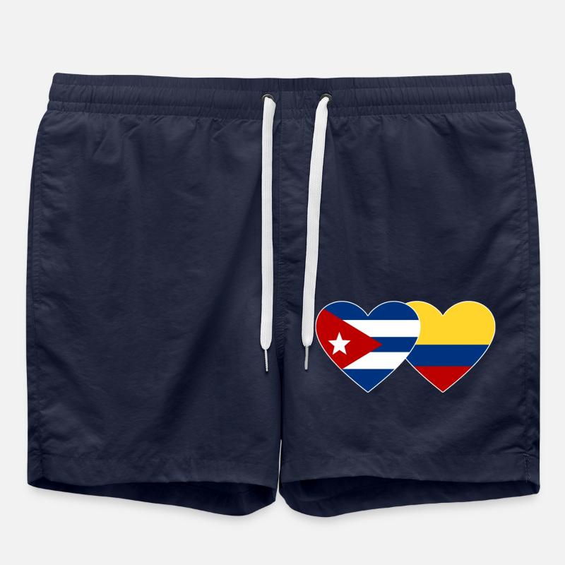 Cuba Colombia Flag Heart - Swim Trunks - french navy